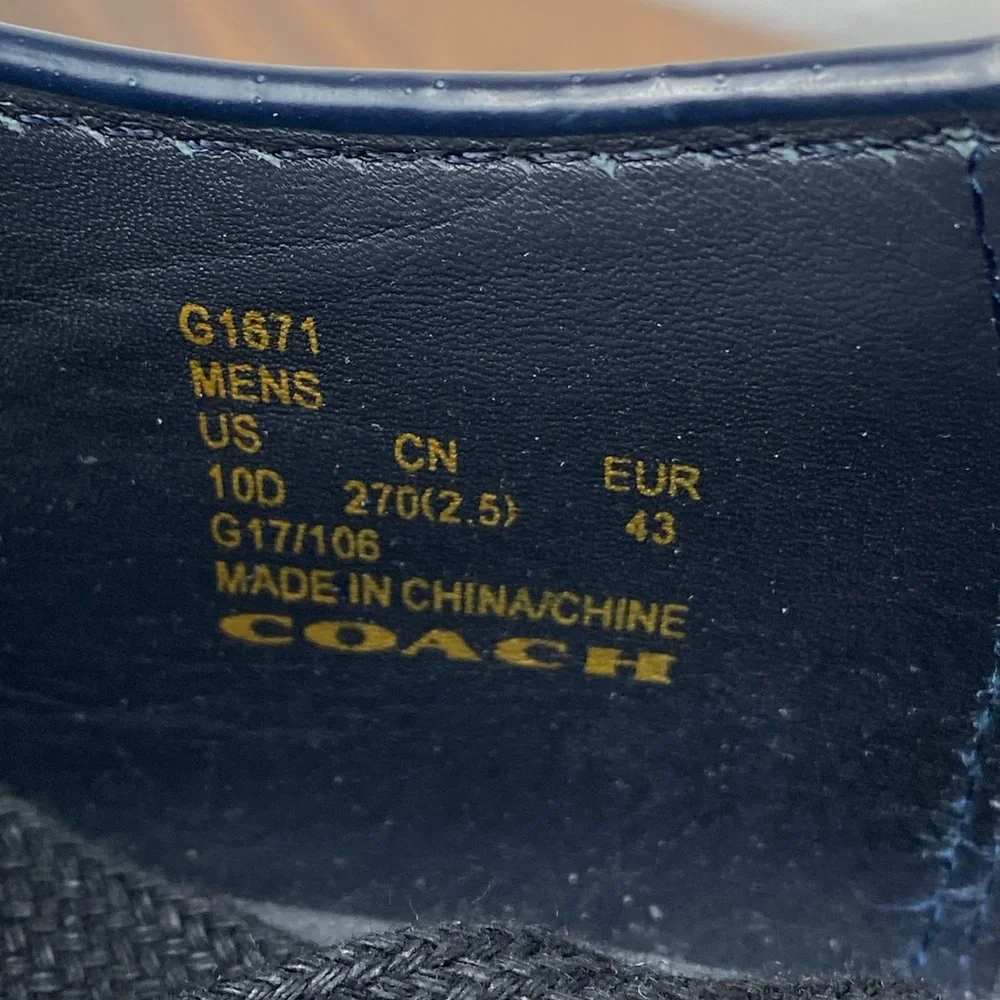 Coach Derby Lace Up Navy Blue Leather Shoes G1671 Men’s Size 10 D / EU 43